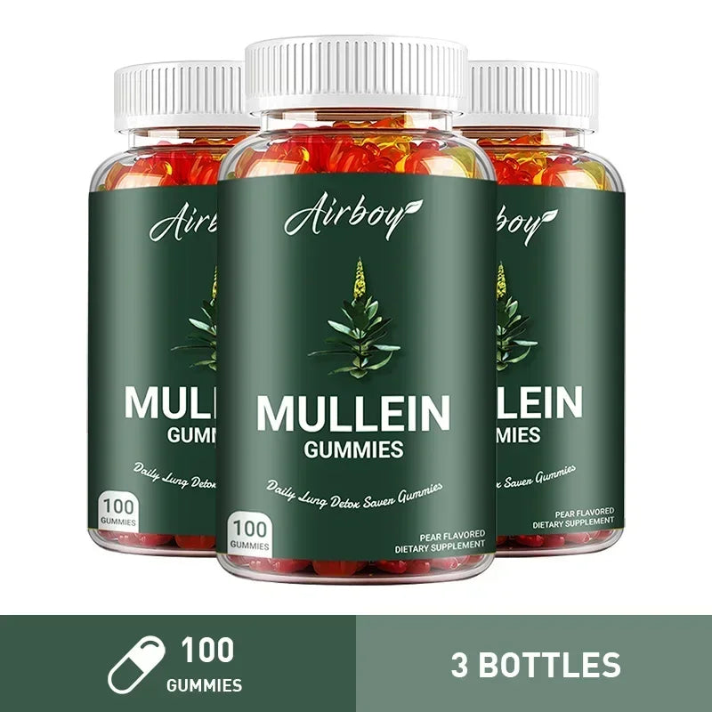 Mullein Gummies for Lung & Respiratory Support – Natural Mullein Leaf Extract Gummies for Clear Breathing, Immune Support & Daily Wellness.