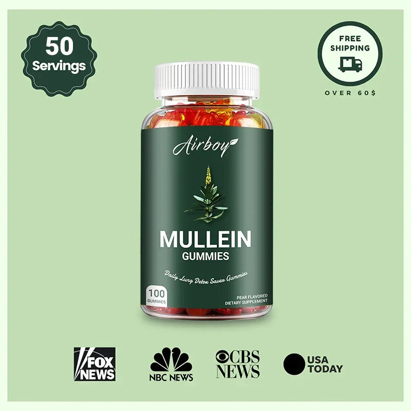 Mullein Gummies for Lung & Respiratory Support – Natural Mullein Leaf Extract Gummies for Clear Breathing, Immune Support & Daily Wellness.