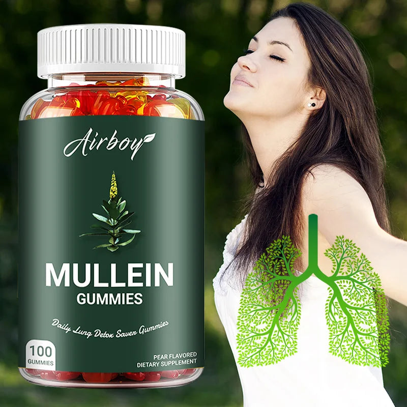 Mullein Gummies for Lung & Respiratory Support – Natural Mullein Leaf Extract Gummies for Clear Breathing, Immune Support & Daily Wellness.