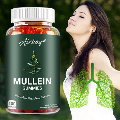 Mullein Gummies - Supports Clear Lungs & Respiratory Health, Natural Detoxification, Enhanced Immune Function